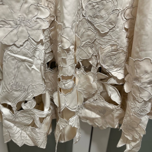 NWT LEO LIN Aubrey Appliqué Shirt Midi Dress Cream Size 12 - Picture 9 of 12